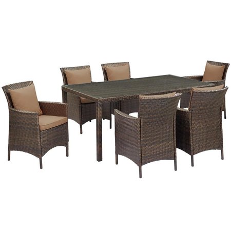 PATIO TRASERO Conduit Outdoor Patio Wicker Rattan Dining Set, Brown Mocha - 7 Piece PA1724496